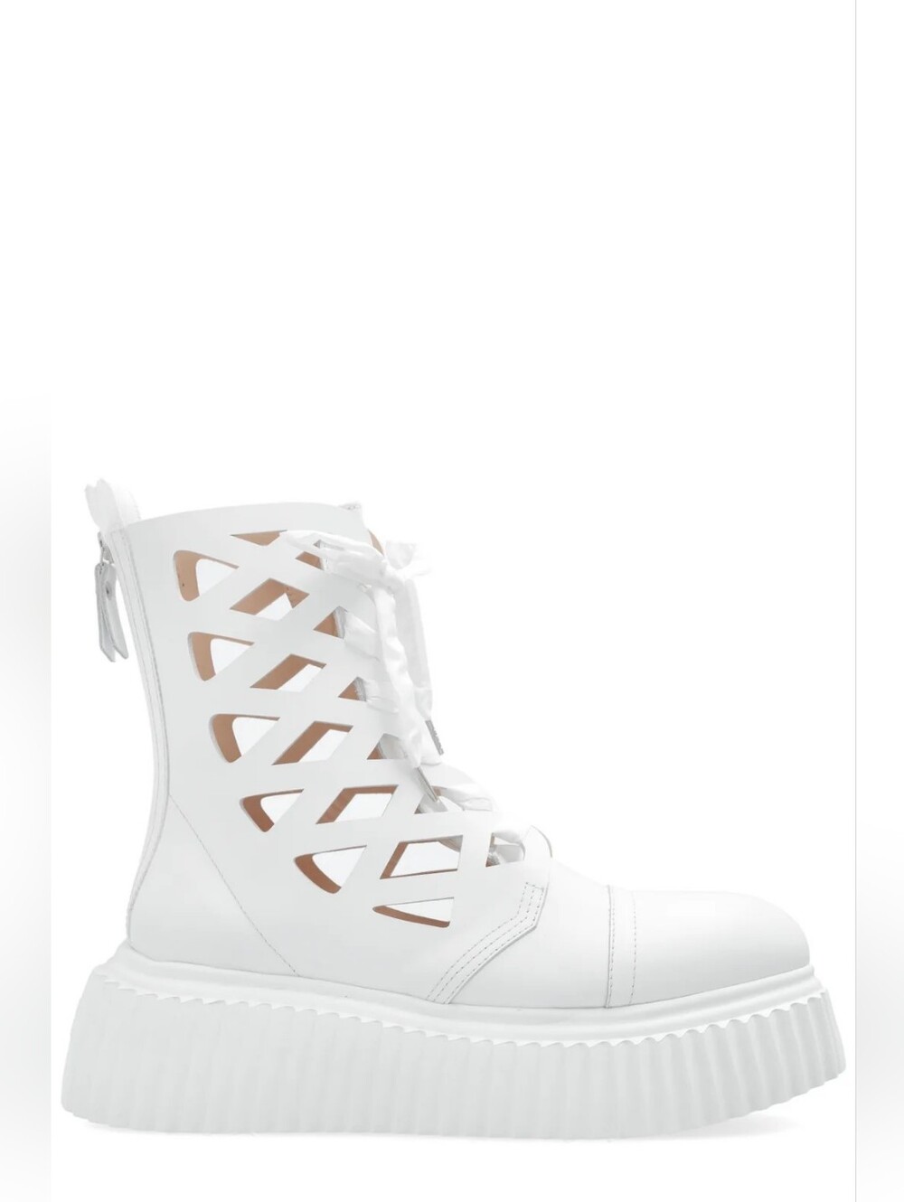 AGL Viggy Laser Cut White Leather Platform Ankle Boots EU 38 US 8 Org $491 - Picture 2 of 16